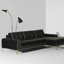 Colyn Sectional Sofa (Emerald Green with Gold Legs)