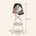ESSEN 65cm Fabric Stool – Multicolor Patchwork Counter Stool with Mid-Century Flair