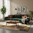 Colyn Sectional Sofa (Emerald Green with Gold Legs)