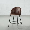 BRANSON Brown Leather Counter Stool – 65cm Height, Stylish & Durable