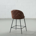 BRANSON Brown Leather Counter Stool – 65cm Height, Stylish & Durable