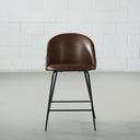 BRANSON Brown Leather Counter Stool – 65cm Height, Stylish & Durable