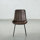 Chaise de salle à manger GLORIA en cuir marron – Assise élégante et confortable