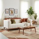 Canapé AUDREY en tissu bouclé crème