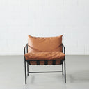 Fauteuil d'appoint moderne en cuir marron KYOTO – Sièges de salon contemporains