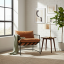 Fauteuil d'appoint moderne en cuir marron KYOTO – Sièges de salon contemporains