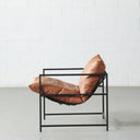 Fauteuil d'appoint moderne en cuir marron KYOTO – Sièges de salon contemporains