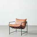 Fauteuil d'appoint moderne en cuir marron KYOTO – Sièges de salon contemporains