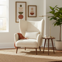 Klara Single Seat Sofa (Sand with Walnut Legs)