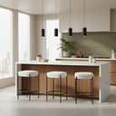 Inna - Counter Stool (Buttermilk Boucle Fabric & Black Legs)