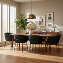 Estella Dining Chair (Salt & Pepper Fabric & Black Frame)