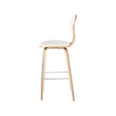 Satine Bar Stool (White Leather with Walnut Frame)