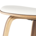 Satine Bar Stool (White Leather with Walnut Frame)