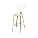 Satine Bar Stool (White Leather with Walnut Frame)