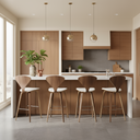 Satine Bar Stool (White Leather with Walnut Frame)