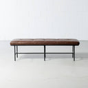MILAN Brown Leather Bench – Stylish Upholstered Seating for Hallway or Dining