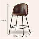 BRANSON Brown Leather Counter Stool – 65cm Height, Stylish & Durable