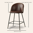 Tabouret de bar BRANSON en cuir marron – Hauteur 65 cm, élégant et durable