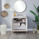 Reniel - Vanité simple de salle de bain avec comptoir en marbre – 31 po