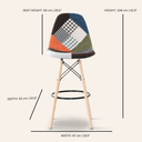 ESSEN 65cm Fabric Stool – Multicolor Patchwork Counter Stool with Mid-Century Flair