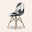 ESSEN Grey Patchwork Fabric Side Chair – Modern Accent with Retro Charm