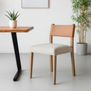 Chaise de salle à manger FERRA en tissu rembourré neutre – Confort élégant pour tous les espaces