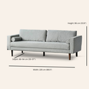 FONDA 3-Seater Fabric Sofa – Dark Grey Modern Design with Deep Comfort