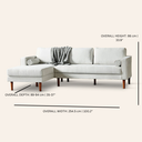 FONDA Cream Fabric Sectional Sofa – Right-Facing 2-Seater with Modern Elegance