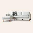 FONDA Cream Fabric Sectional Sofa – Right-Facing 2-Seater with Modern Elegance