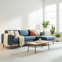 FONDA – Blue Fabric Sectional Sofa – Left