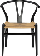 Alban Dining Chair (Black with Beige Seat)