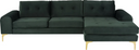 Colyn Sectional Sofa (Emerald Green with Gold Legs)