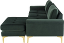 Colyn Sectional Sofa (Emerald Green with Gold Legs)