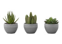‍ARTIFICIAL PLANT - 3PCS / 6"H SUCCULENT IN A 3" GREY POT (100% off)