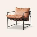 Fauteuil d'appoint moderne en cuir marron KYOTO – Sièges de salon contemporains