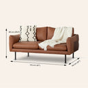 MAPLETON Brown Leather Sofa – Modern 2-Seater Couch