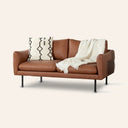 MAPLETON Brown Leather Sofa – Modern 3-Seater Couch