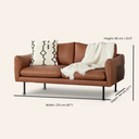 MAPLETON Brown Leather Sofa – Modern 3-Seater Couch