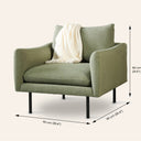 Fauteuil en tissu MAPLETON (VERT) – Siège rembourré élégant et confortable