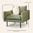 Fauteuil en tissu MAPLETON (VERT) – Siège rembourré élégant et confortable