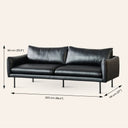Canapé en cuir MAPLETON (3 places, noir) – Moderne, confortable et durable