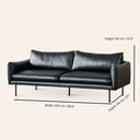 Canapé en cuir MAPLETON (3 places, noir) – Moderne, confortable et durable