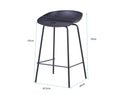 MARIO Plastic Counter Stool - 65cm Height - Black - Durable & Modern