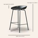 Tabouret de bar MARIO en plastique - Hauteur 65 cm - Noir - Durable et moderne
