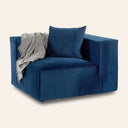 Module de chaise d'angle en tissu velours bleu MASON