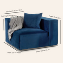 Module de chaise d'angle en tissu velours bleu MASON