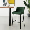 MATEO 75cm Green Vegan Suede Bar Stool Liquidation Deluxe