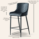 Tabouret de bar MATEO 55 cm en cuir noir – Assise moderne et confortable