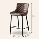 MATEO 65cm Brown Vegan Leather Counter Stool
