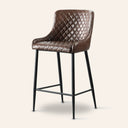 Tabouret de bar MATEO 65 cm en cuir marron – Assise moderne et confortable